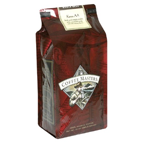 Coffee Masters Gourmet Coffee, Kenya AA, Whole Bean, 12-Ounce Bags (Pack of 4)