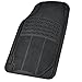 All Weather Solid Black Rubber Trimmable Front & Rear 3 Pieces Universal Car Van Truck Floor Mats Set