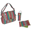 Kalencom Pretty Stripes Laminated Buckle Diaper Bag - Watermelon