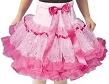 POPATU - Pink Petti Skirt with Hotpink Ruffles and Sparkling Silver Dots