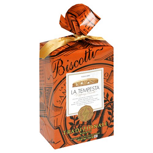La Tempesta Toscani Dipping Biscotti, Traditional, 8-Ounce Gift Bags (Pack of 4) by La Tempesta