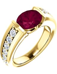 10K Yellow Gold 9.00x7.00mm Oval Cut Rhodolite Garnet and Diamond Ring -- LIFETIME WARRANTY