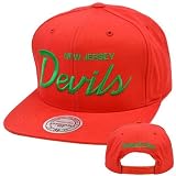 NHL LNH Mitchell Ness Script Throwback Logo Snapback Hat NZ925 New Jersey Devils