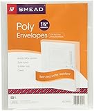 Smead Poly Envelope, 1-1/4" Expansion, String-Tie Closure, Side Load, Letter Size, Clear, 5 per Pack (89521)