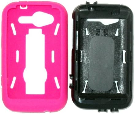 HTC Wildfire S Black and Pink Impact Protection Case Stand Heavy Duty Kickstand HARD SOFT Hybrid Case Cover Skin Protector