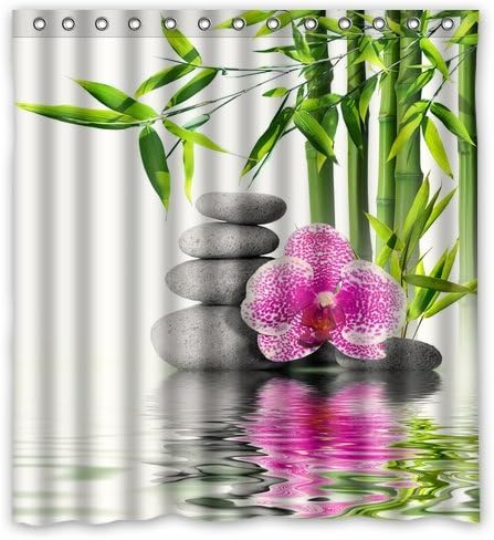 Innovation Print Design Relaxing spa spa stones zen flower bamboo Nature Flowers Shower Curtain Decoration Mildew Waterproof Polyester Fabric Bathroom Shower Curtain 66" x 72" Inch