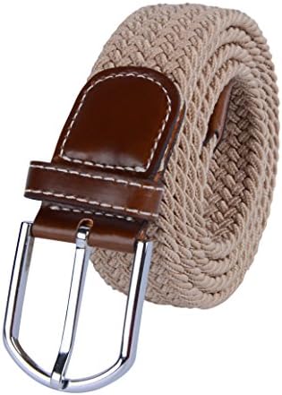 Casual Men's Stretch Braided Belt Adjustable Waistbelt Big and Tall Light Khaki CC0106-5