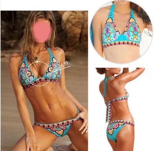 Generic SEXY Women Lady Bikini Push-up Padded Bra Swimsuit Bathing Swimwear SET Bandeau (S, Sky blue)