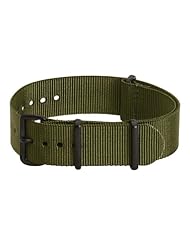 18mm Premium Classic PVD Nylon Solid Army Green - Easily Interchangeable Replacement Military Watch Strap / Band - Fits All Watches!!!