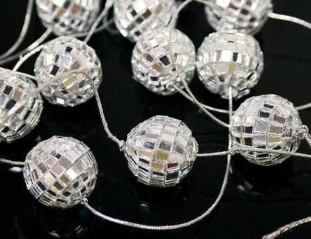 3 Garlands - 5 Foot Silver Mirrored Disco Ball Garlands - 15 Foot Total