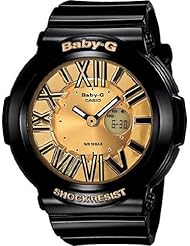 Casio Ladies Baby-G Neon Illuminator - Gold Dial with Gloss Black Resin Strap