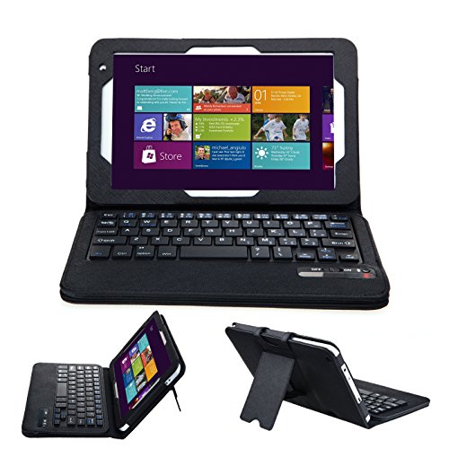 IVSO Toshiba Encore 2 WT8-B32CN / B64CN 8.0-inch Ultra-Thin High Quality Bluetooth Keyboard Portfolio Case - DETACHABLE Bluetooth Keyboard Stand Case / Cover for Toshiba Encore 2 WT8-B32CN / B64CN Tablet (Black)