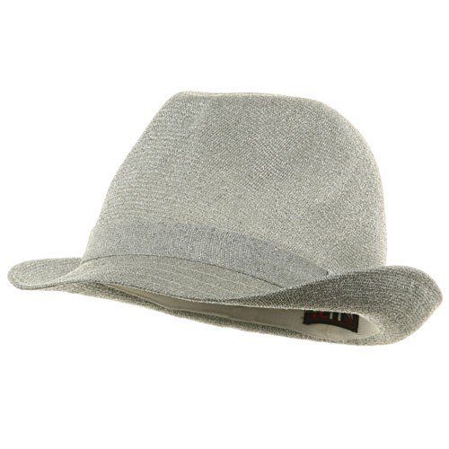Metallic Glitter Mesh Fedora Hat-Silver W20S68B