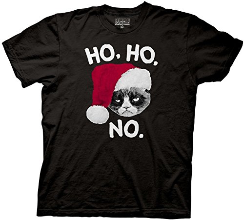 Grumpy Cat Ho Ho No Santa Christmas Mens Black T-shirt