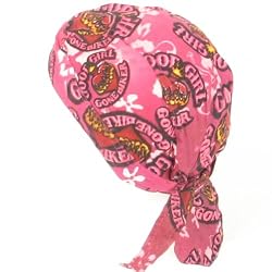 New "Good Girl Gone Biker" Sewn - Fitted Molded Bandana Bandanna, Biker Skull Hat Cap, Head Scarf
