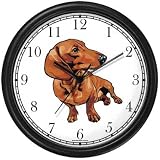 Dachshund (Shorthaired) Dog Wall Clock by WatchBuddy Timepieces (Black Frame)