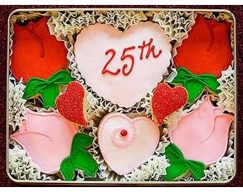 25th Wedding Anniversary Sugar Cookies Gift by Wisconsinmade.com