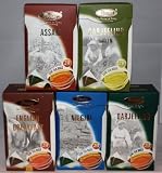FIVE PACKETS OF REAL LEAF TEA BAGS - ENGLISH BREAKFAST - ASSAM - DARJEELING - DARJEELING GREEN - NILGIRI  from Premiers Pure Indian Tea