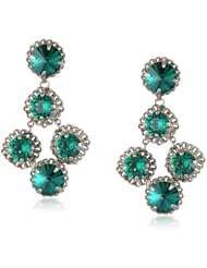 Sorrelli "Viridescence" Round Cut Crystal Silver-Tone Chandelier Earrings