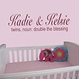 Twins Noun Double The Blessing - Nursery Wall Quote Decal Sticker (X Large) by Wondrous Wall Art