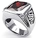 KONOV Mens Crystal Stainless Steel Ring, Classic Gothic, Red Silver