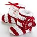 Mud Pie Stripe Cable Knit Flower Booties, Red/White Stripes, 0-6 Months