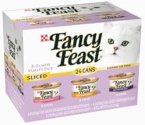 Fancy Feast Gourmet Cat Food 3-Flavor Sliced Variety Pack, 24-Count Cans