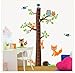 Forest Animals and Owl with Tree Growth Chart Vinyl Wall Decal for Kids, Nursery Room
