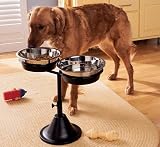 Adjustable-Height Double Bowl Dog Feeder, 3-qt.
