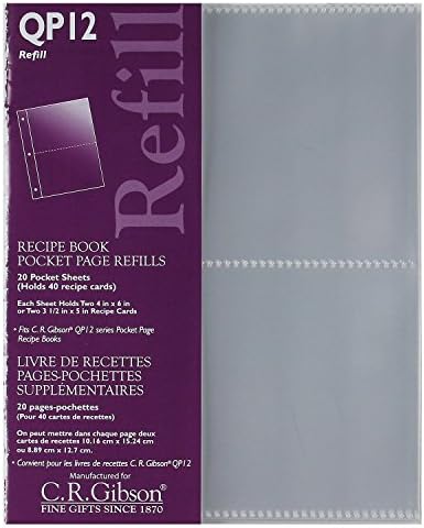 20 Count, Refill Sheets Small Recipe Book Pocket
