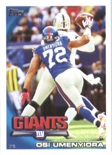 2010 Topps NFL Football Card # 59 Osi Umenyiora - New York Giants - NFL Trading Card in a Protective ScrewDown Case!
