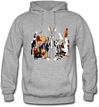 Xuemei Lin Mens Pattern Cheap The Bugs Bunny Show Pattern Logo Grey Hoodies Size XXXL