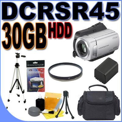 Sony DCR-SR45 30GB Hard Disk Drive HDD Digital Camcorder w/ 40x Optical Zoom (DCRSR45) - Extra Battery - UV Filter + MORE BigVALUEInc Accessory Saver Necessity Bundle