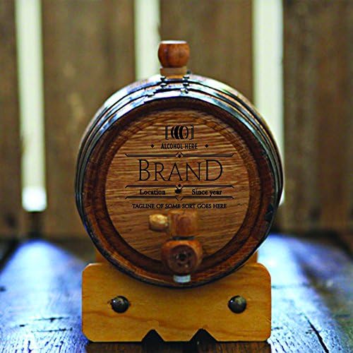 Personalized 1-liter American Oak Barrel | Laser Engraved - Template 3 | Handcrafted using American White Oak | Age your own Whiskey, Beer, Wine, Bourbon, Tequila, Hot Sauce &amp; More