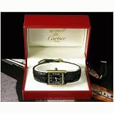 Antique Vintage: Pre-owned Ladies Cartier Watch Tank Vermeil with Black Dial Swiss Manual Wind... by Cartier
