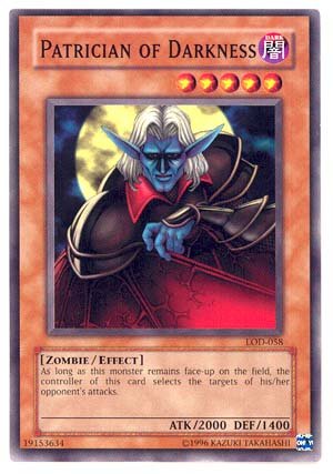 Patrician Of Darkness. 2003 Legacy of Darkness Unlimited LOD-58 Patrician of Darkness Single YuGiOh Card in Protective