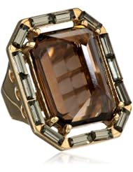 Kelly Wearstler Rossmore 18k Gold Plated Smoky Topaz Crystal Baguette Ring