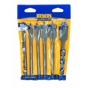 Irwin 88899 Speedbor 6 Piece 3/8-Inch to 1-Inch Spade Drill Bit Assortment with Rack