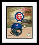 Chicago Cubs MLB Team Logo and Baseball Cap Collage Framed 8 x 10 Photograph