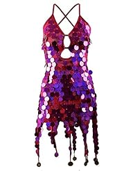 V-neck Halter Cocktail Polyester Sequined Vintage Backless Prom Dress/Party Dress 