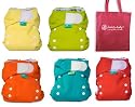 Bummis Easy Fit Tots Bots One Size Cloth Diaper 6 Pack Gender Neutral Colors with Reusable Dainty Baby Bag Bundle