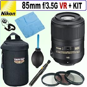 Click here to buy Nikon 85mm f 3.5G AF-S DX ED VR Micro Nikkor Lens + Deluxe Accessory Kit.