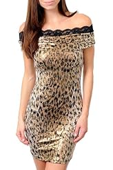 Metallic/Polyester/Spandex Off the Shoulder Club Dress 