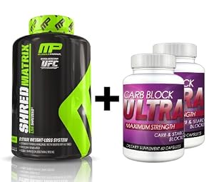 Shred Matrix (120 Capsules) & Carb Block Ultra (2 Bottles) - Professional Strength Fat Burning, Weight Loss Package. Double Your Results!