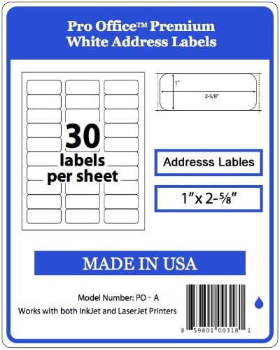 JC Labels 2000 Half Sheet Shipping Labels for Laser/InkJet for eBay, PayPal, USPS Click-n-Ship, UPS: 5-1/2" x 8-1/2" (Same size as Avery® 5126)