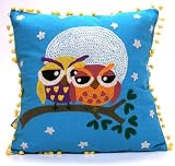 Karma Living Love Owls Throw Pillow - 16 x 16 (Turquoise)