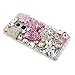 Ancerson New Eye-catching Handmade Bling Crystal Diamond Rhinestone Clear Transparent Back Hard Protective Case for HTC ONE Max T6 with Red Stylus Pen and Lovely Blue Panda (Pink Bowknot Golden Bottle Pink Two Swans Pink Golden Silvery Pearls Flower)