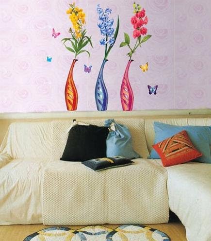 FLOWER VASE PEEL&STICK DECOR MURAL WALL STICKER CP-061