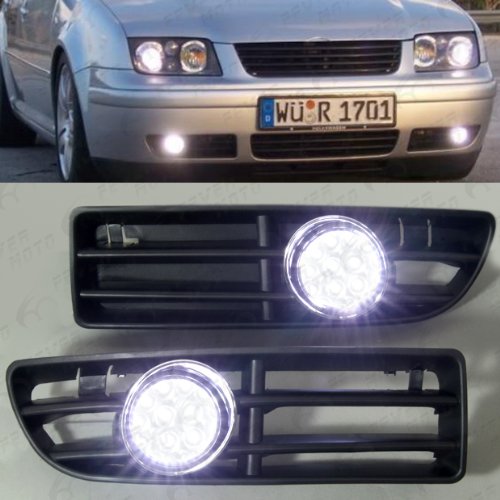 Led Fog Light Grilles White for Volkswagen 99 to 04 Jetta Bora MK4 On Sale