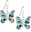 Silver Pava Shell Butterfly Drop Earrings